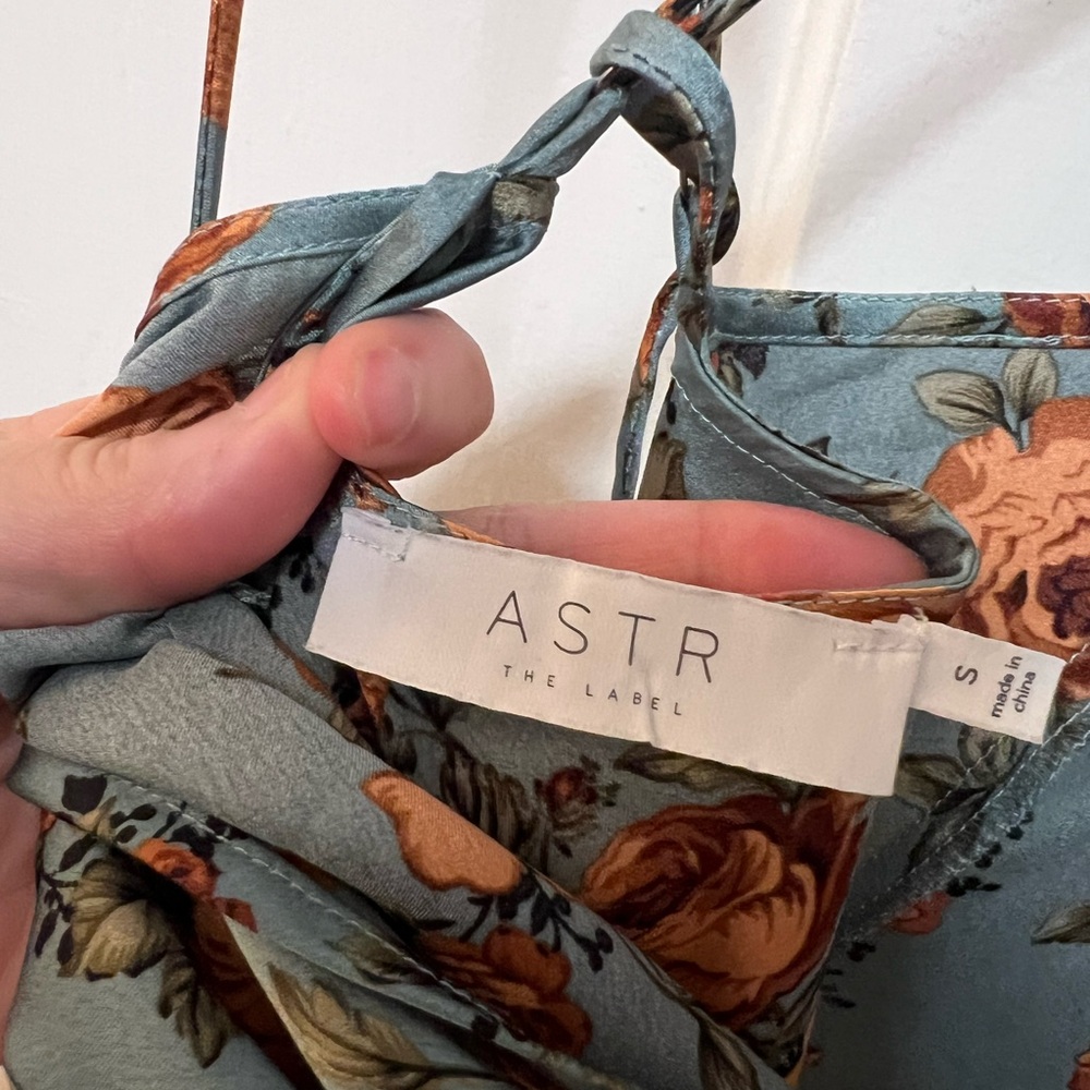 Astr The Label Teal Slip Maxi Dress with Mustard Floral - Picture 3 of 3